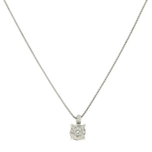 Collier Promesse Femme in Or blanc Diamante 0.05 Ct PNDISC05 - PNDISC05